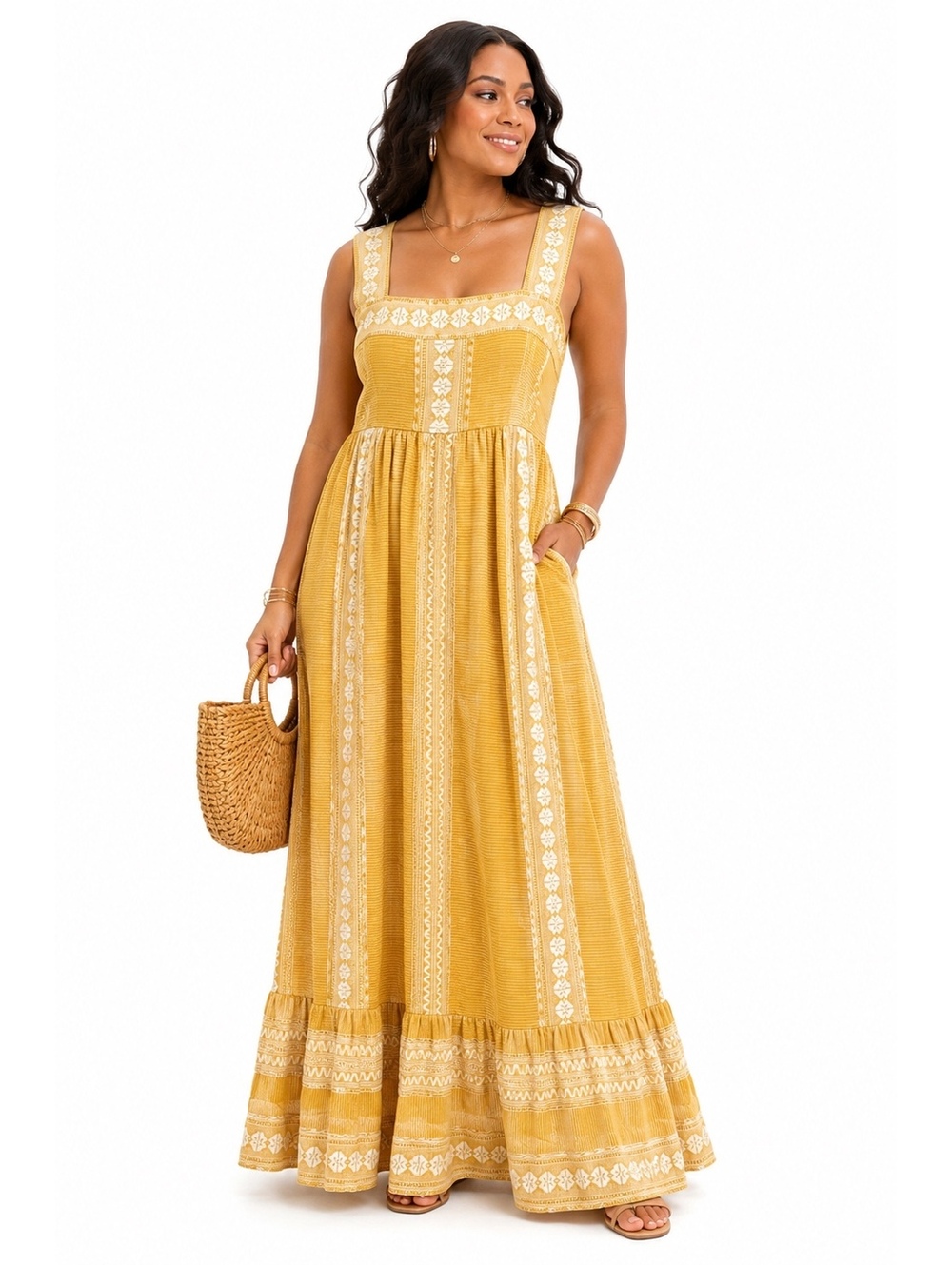 Revolve Saylor Keilah Embroidered Maxi Dress-M